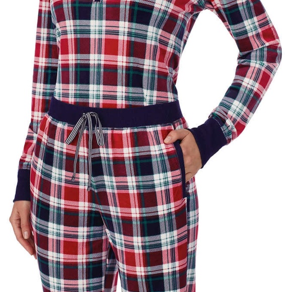 Nautica Women's 2 Piece PJ Pajama Set - Red Plaid - Picture 5 of 6